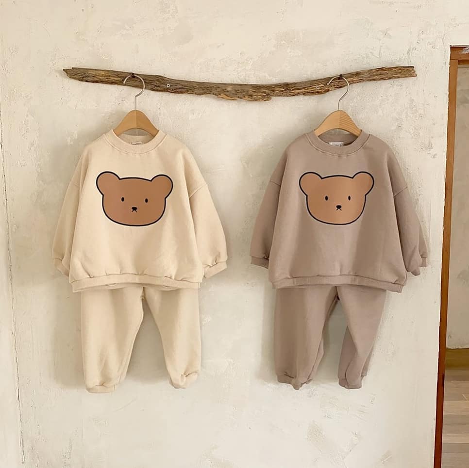 Cute Bear Sweatshirt and Pants Set