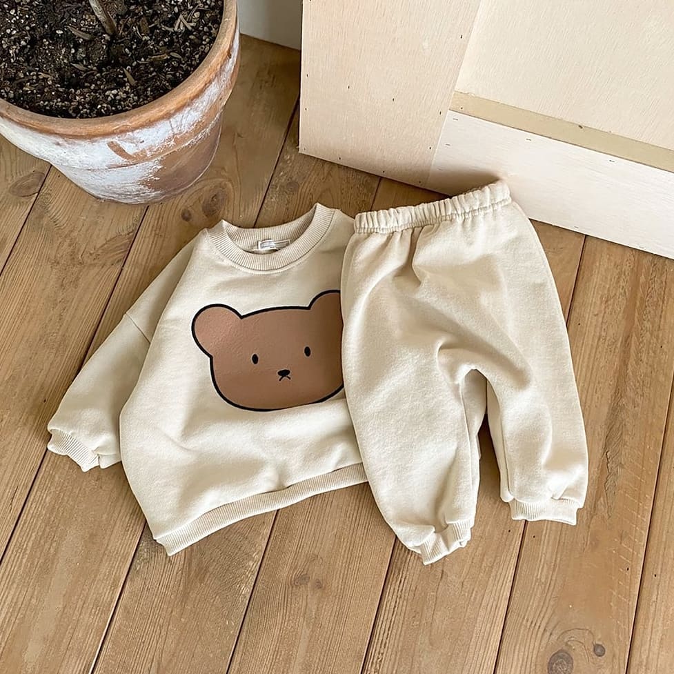 Cute Bear Sweatshirt and Pants Set