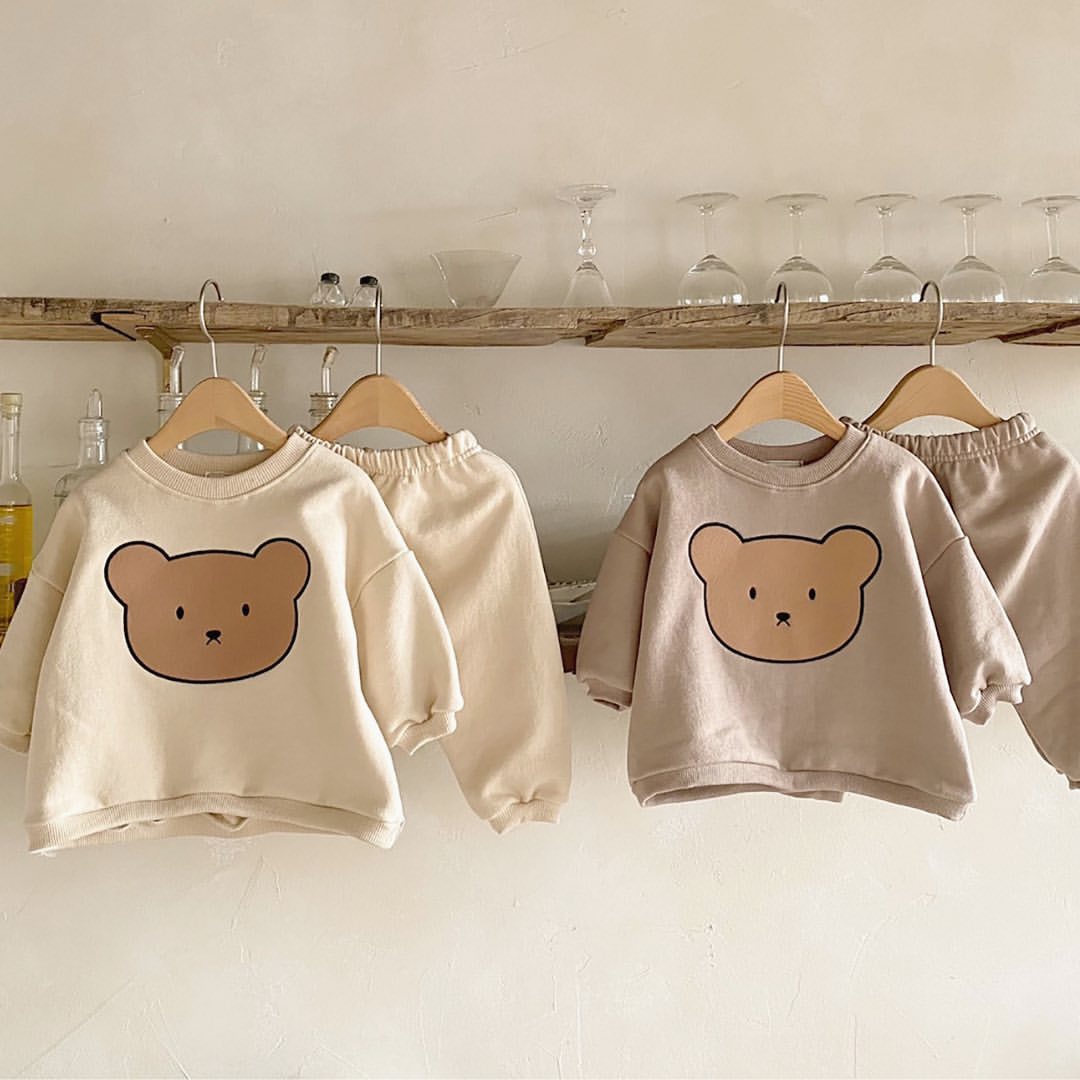 Cute Bear Sweatshirt and Pants Set