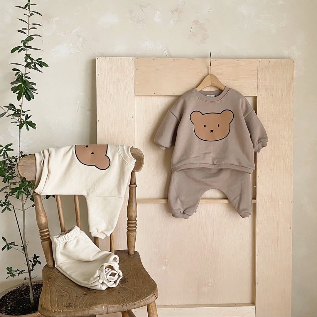 Cute Bear Sweatshirt and Pants Set