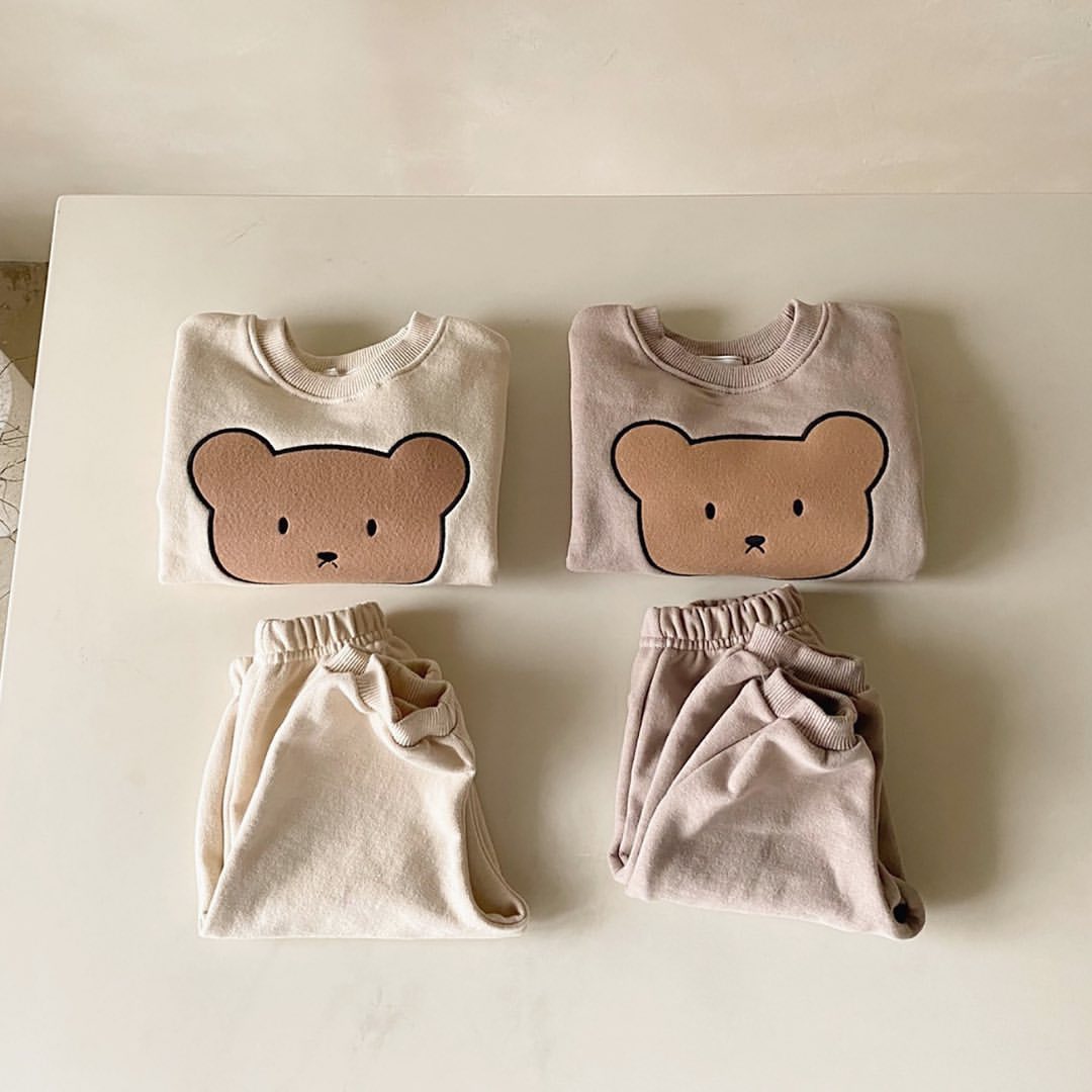 Cute Bear Sweatshirt and Pants Set